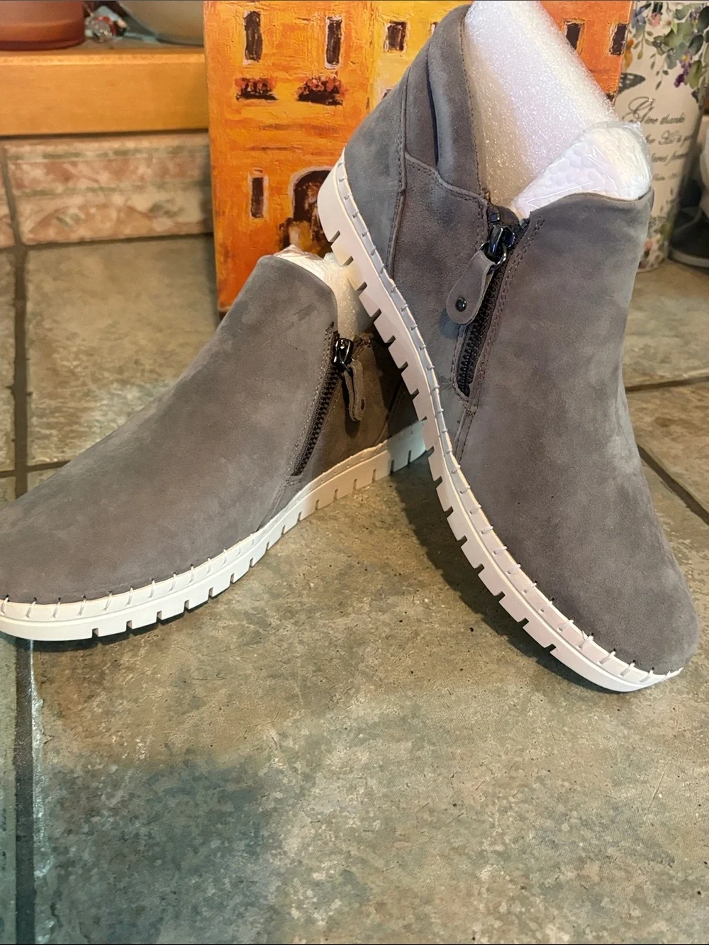 Bella Vita Camberly Grey Suede Ankle Bootie